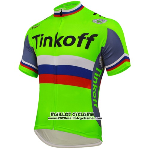 2016 Maillot Ciclismo UCI Mondo Champion Tinkoff Vert Manches Courtes et Cuissard